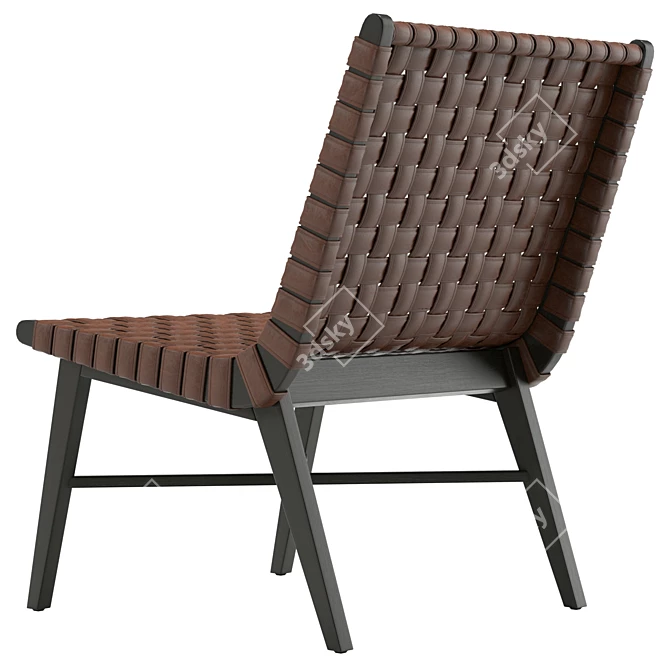 Modern Woven Accent Chair, Real-scale 3D model image 4