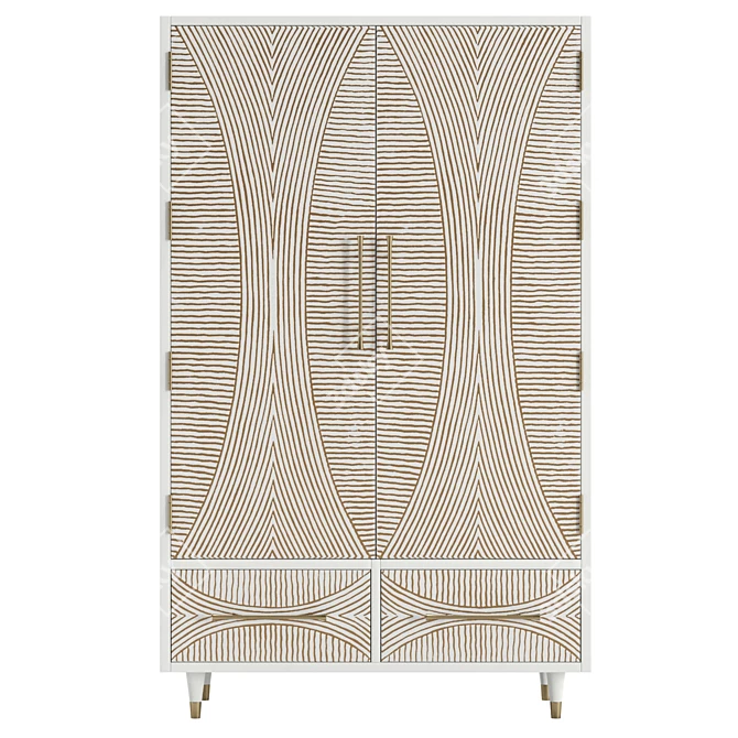 Thalia Carved Armoire 72in Vintage 3D model image 2