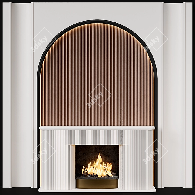 Modern Archway Fireplace 3D model image 1