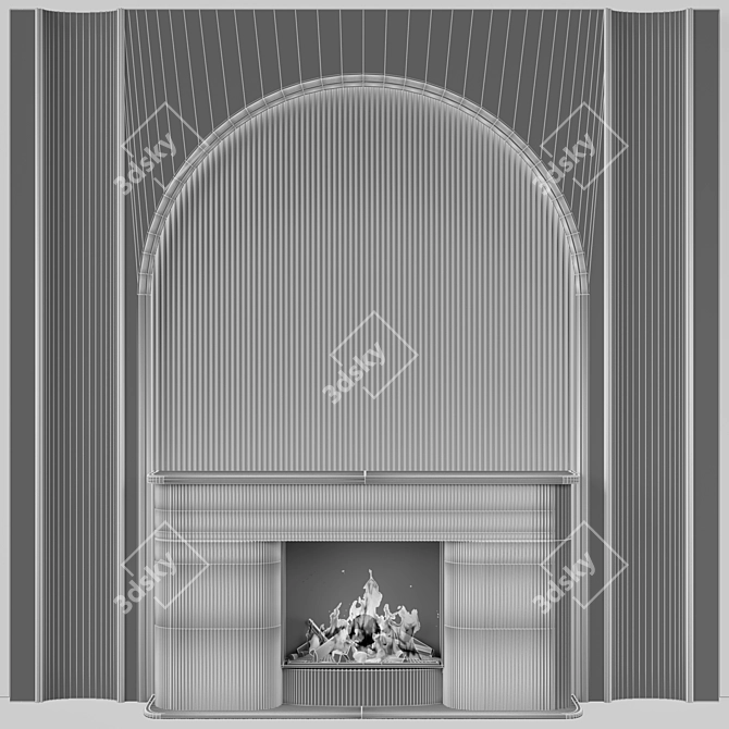 Modern Archway Fireplace 3D model image 4