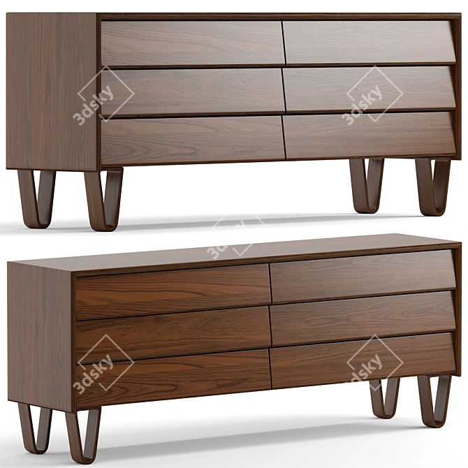 Modernica Bentwood Double Wide Dresser 3D model image 1