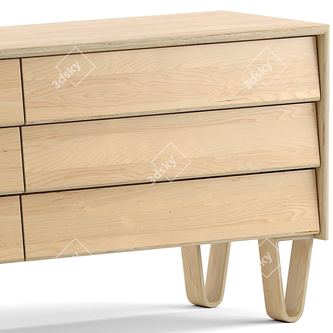 Modernica Bentwood Double Wide Dresser 3D model image 6