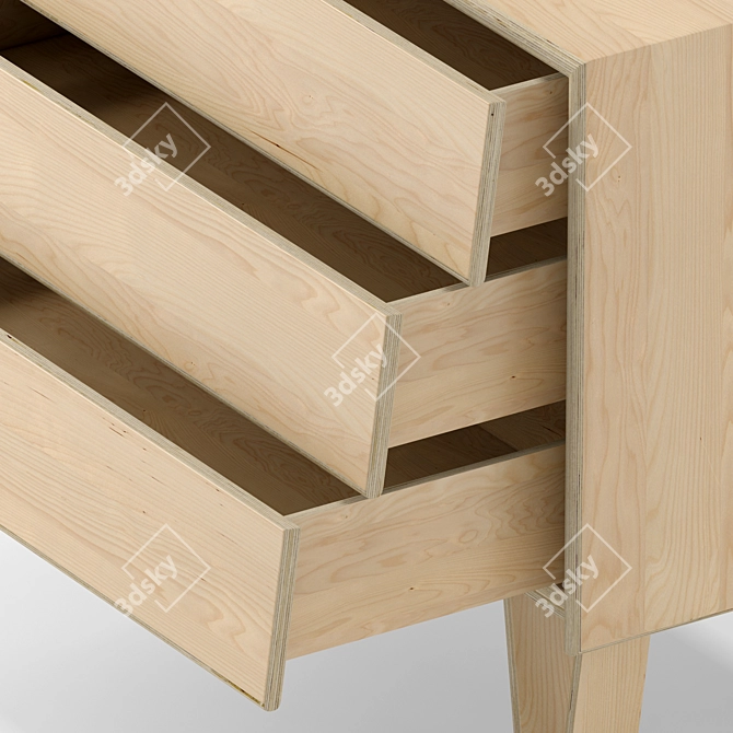 Modernica Bentwood Double Wide Dresser 3D model image 7