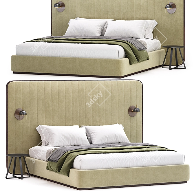 Sleek Como Bed Collection 3D model image 1