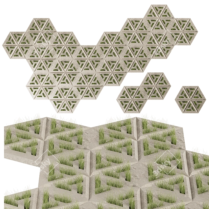 Scatter Grass Concrete Collection Vol.445 3D model image 1