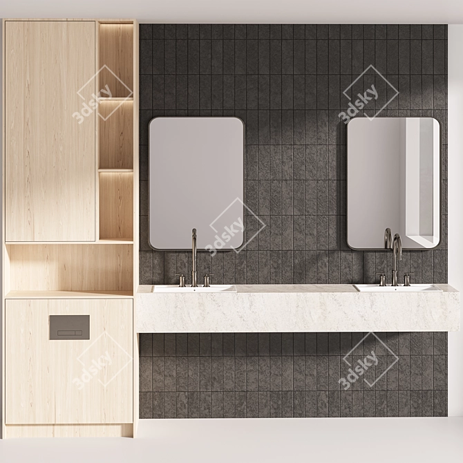 Modern Bathroom Furniture Set 3D model image 1