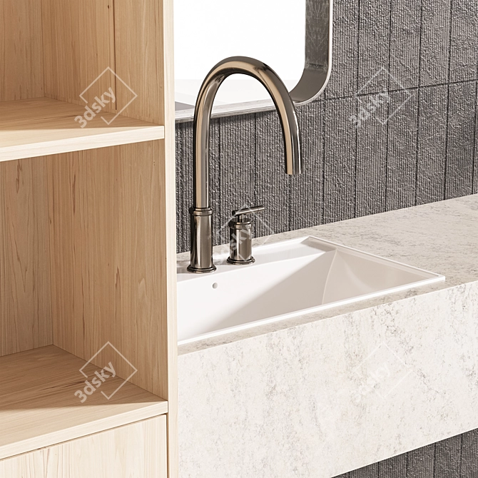 Modern Bathroom Furniture Set 3D model image 2