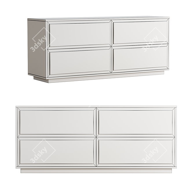 Sleek Modern 4-Drawer Dresser 3D model image 3