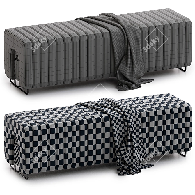 Modern Upholstered Bench Rivers 3D model image 4