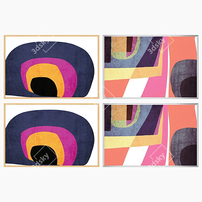 Wall Art Set with Frames 3D model image 3