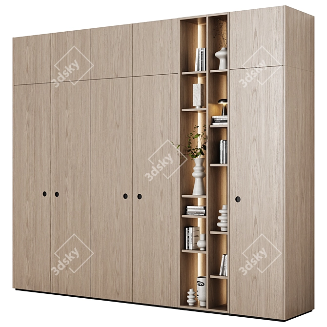Modern Modular Wardrobes with Frezied Handles 3D model image 2