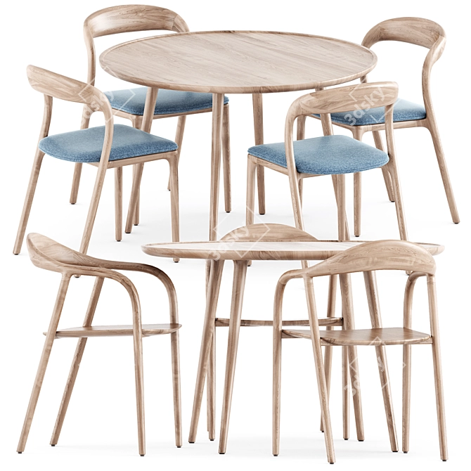 Modern Dining Set: Neva Chairs & Accent Table 3D model image 1