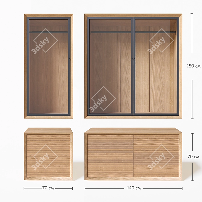 Joaquin Double Wardrobe: Dual Functionality 3D model image 4