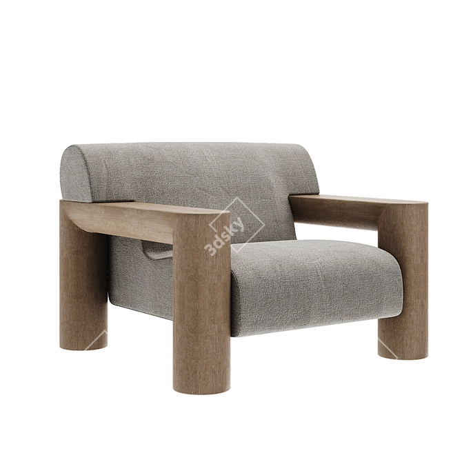 Sculpted Beam Fabric Armchair 3D model image 1