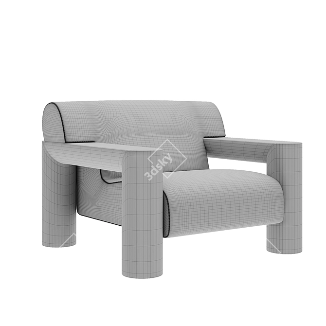 Sculpted Beam Fabric Armchair 3D model image 2