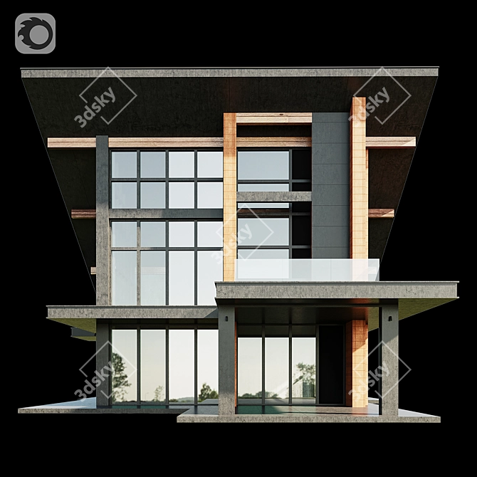 Modern Villa Model with Materials 3D model image 7