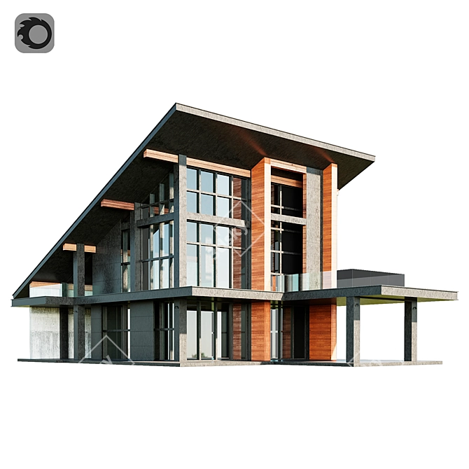 Modern Villa Model with Materials 3D model image 10