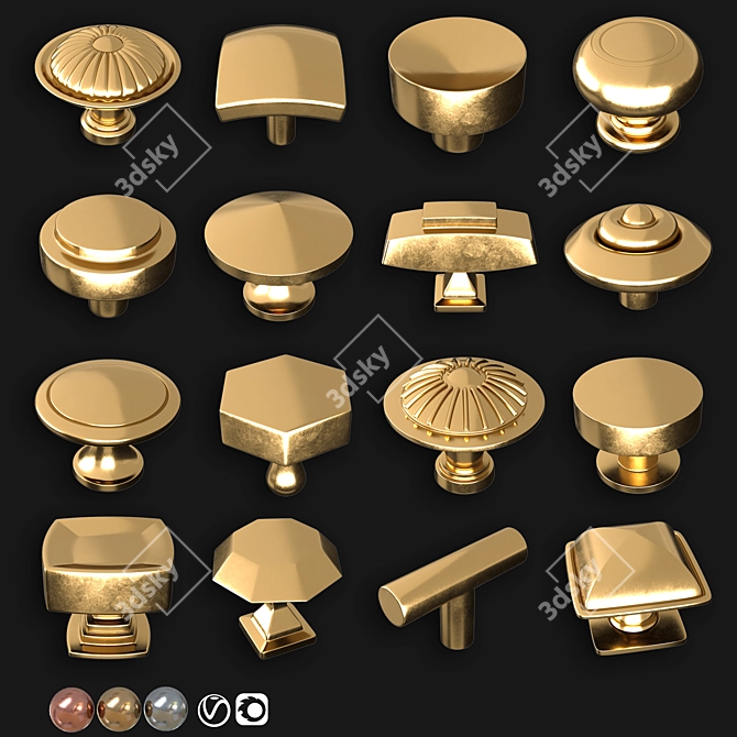 Russian-Style Door Knob Set 3D model image 1