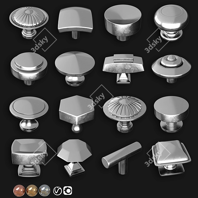 Russian-Style Door Knob Set 3D model image 2