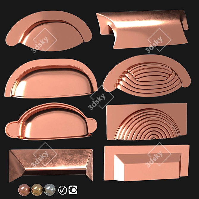 Modern Door Knobs Set 3D model image 2