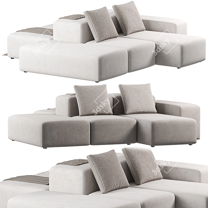 Space-Saving Extra Wall Sofa 3D model image 1