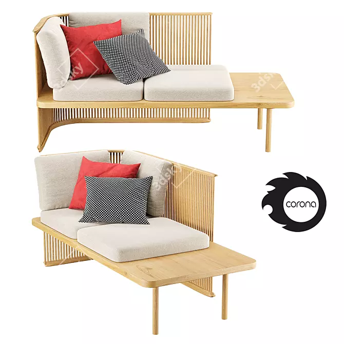 Family Lounge Daybed, Forest Comfort 3D model image 1