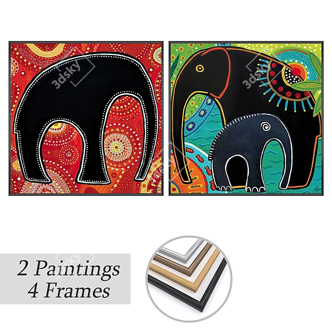 Artwork Set with Multiple Frames 3D model image 1