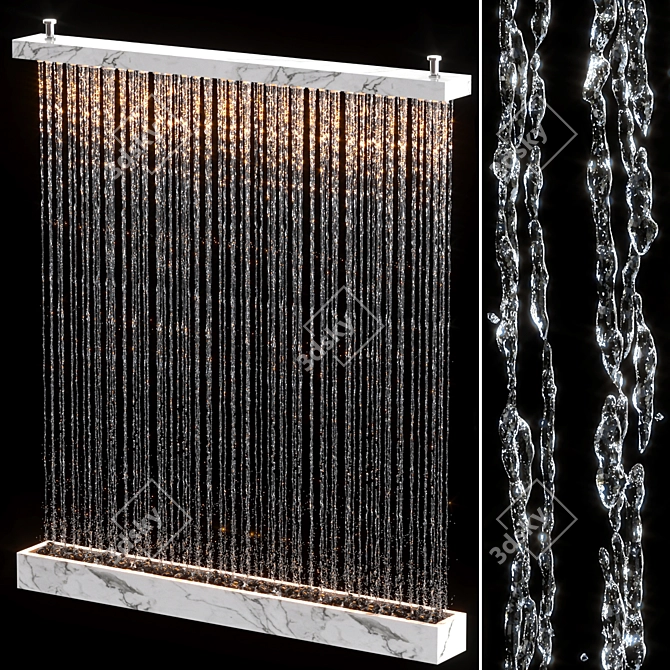 Cascading Water Fountains Beauty 3D model image 1