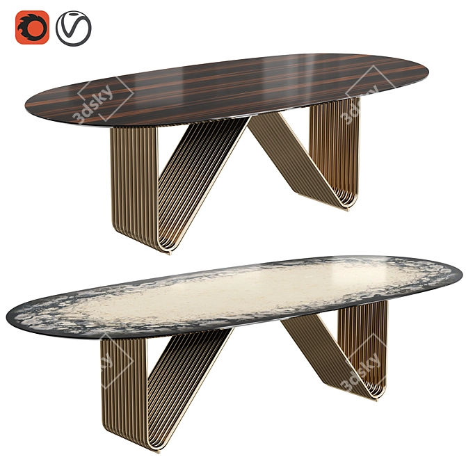 RUGIANO ALYSON Oval Dining Table 3D model image 1