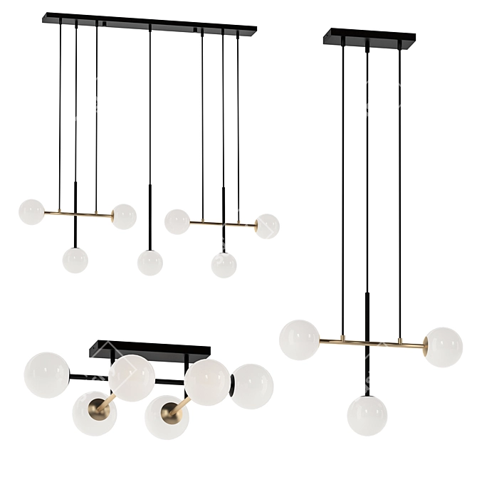 Modern Steel and Glass Pendant 3D model image 1