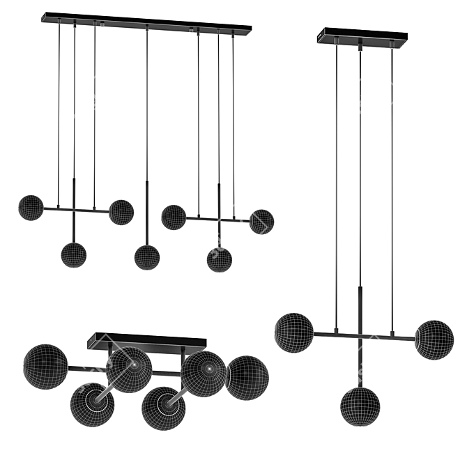 Modern Steel and Glass Pendant 3D model image 5