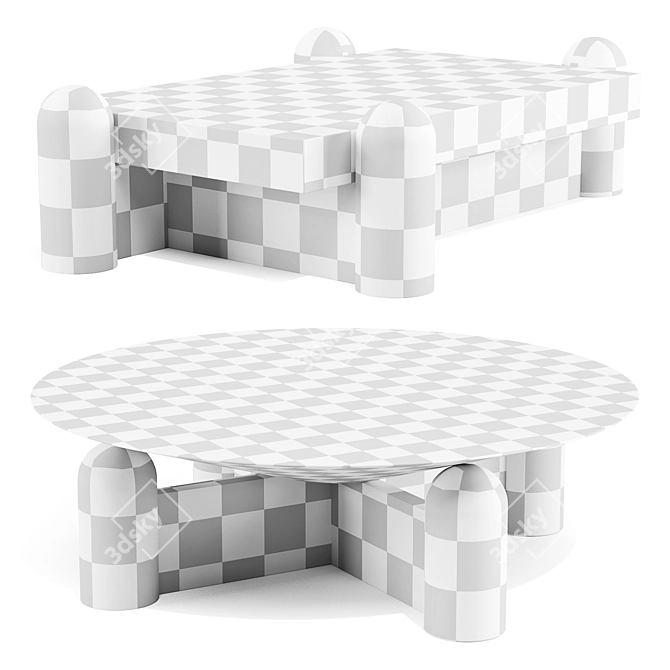 Exotic Wood Coffee Table Set 3D model image 4