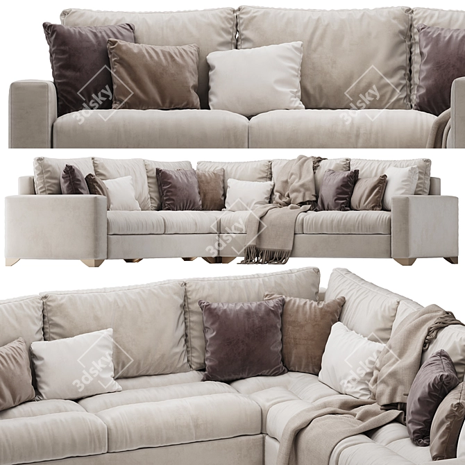 Modern Corner Sofa Set Exton 3D model image 4