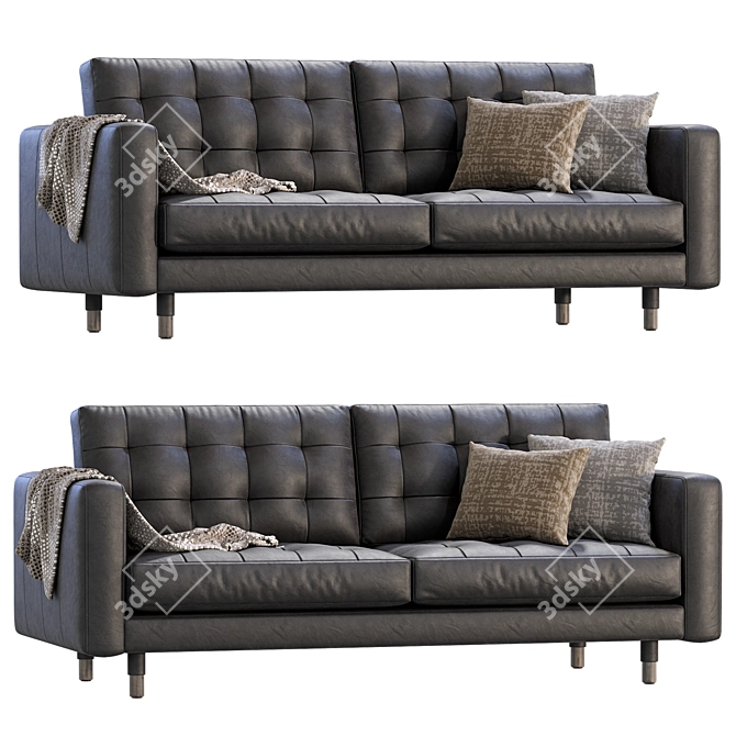 Sleek Leather Sofa by IKEA 3D model image 1