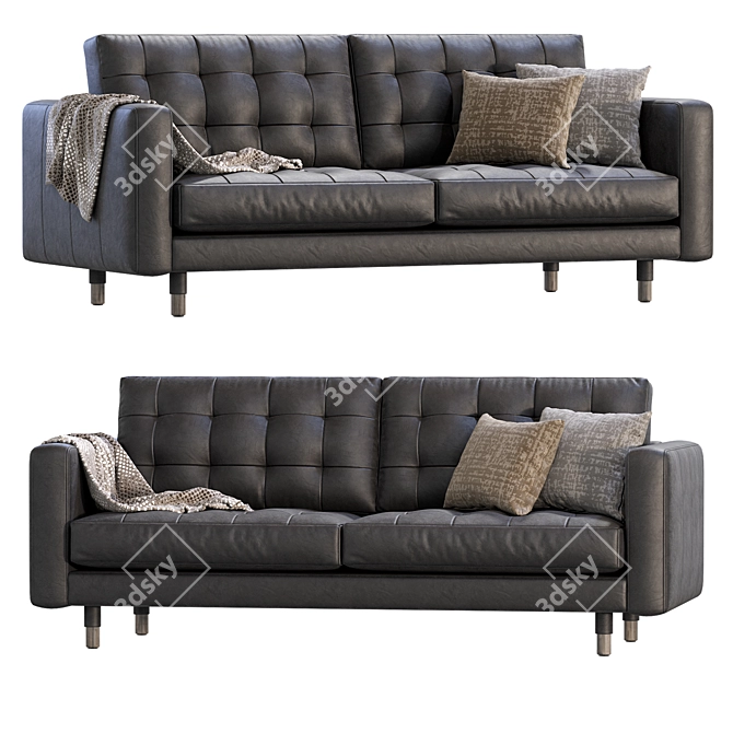 Sleek Leather Sofa by IKEA 3D model image 3