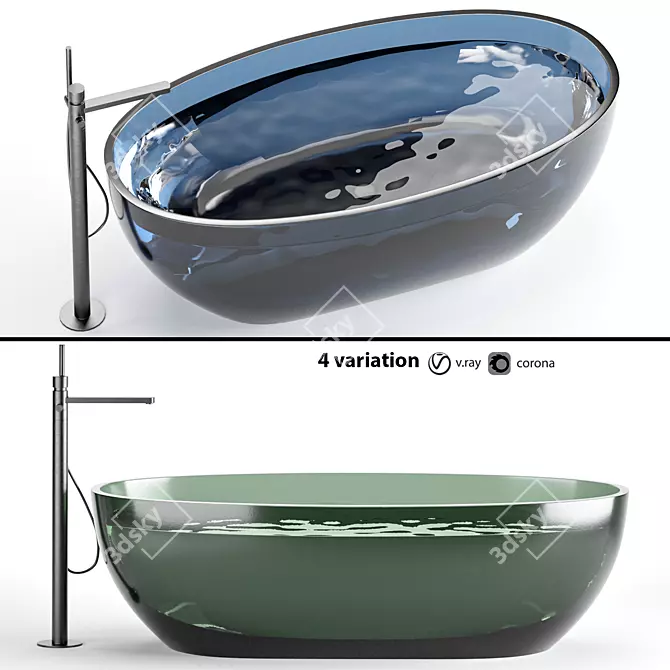 Minimalist Glass Bathtub 3D Model 3D model image 1