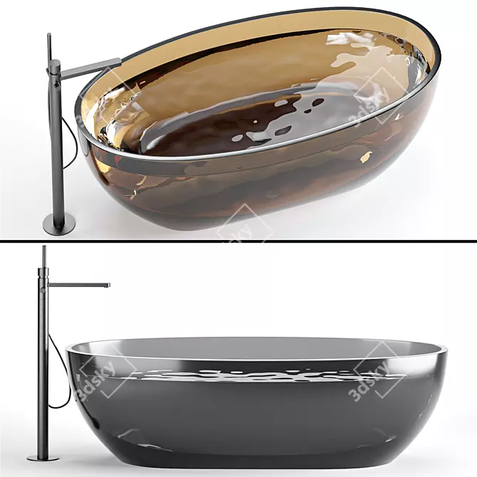 Minimalist Glass Bathtub 3D Model 3D model image 2