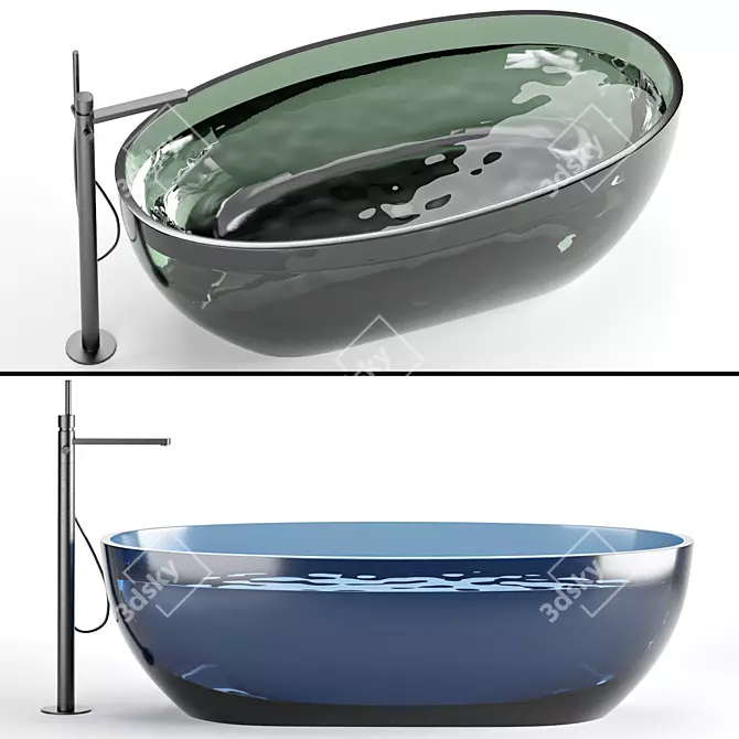 Minimalist Glass Bathtub 3D Model 3D model image 3