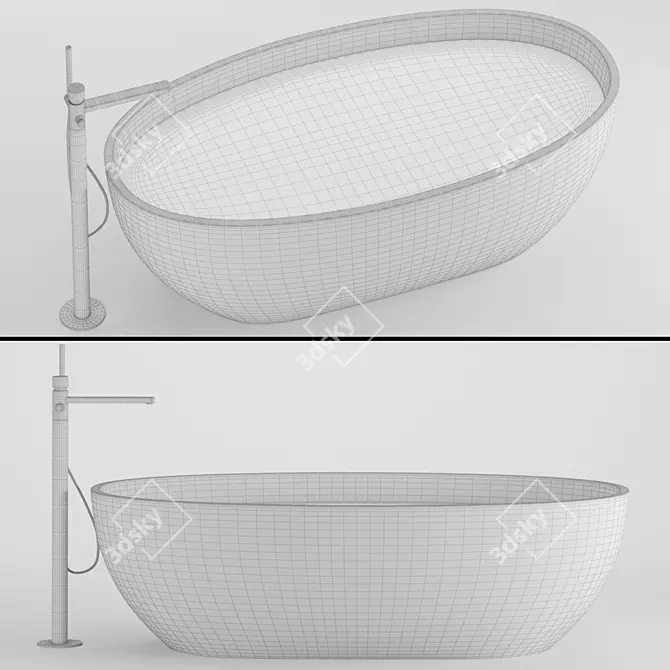 Minimalist Glass Bathtub 3D Model 3D model image 4