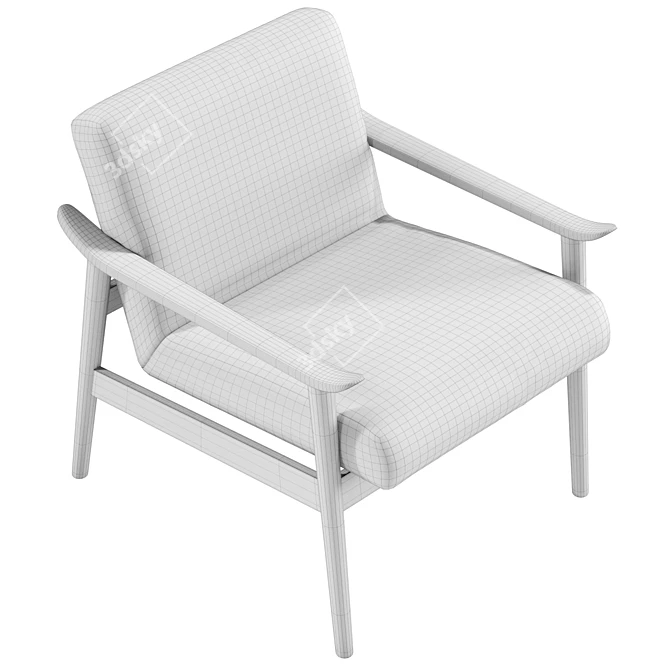 Mid-Century Show Wood Chair: Premium Texture 3D model image 6