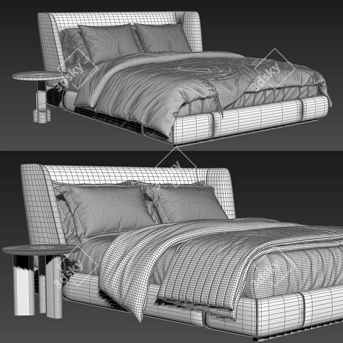Contemporary Minotti Bed Reeves Model 3D model image 5