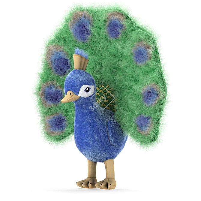 Plush Peacock Toy 3D model image 1