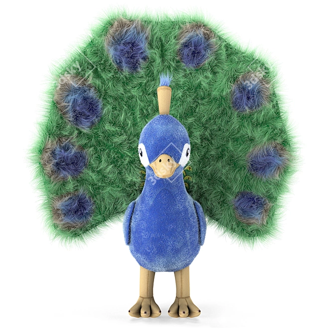 Plush Peacock Toy 3D model image 3