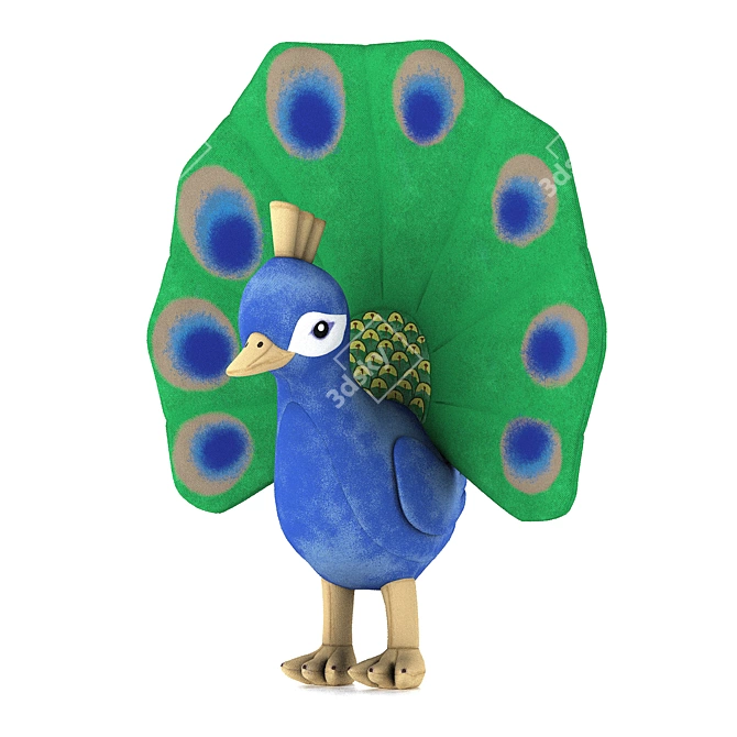 Plush Peacock Toy 3D model image 6