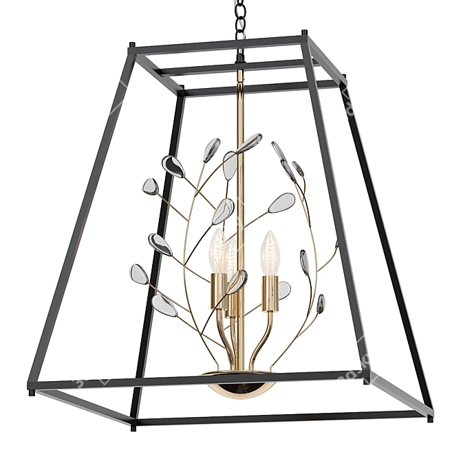 Black Gold Crystal Lantern Chandelier 3D model image 1