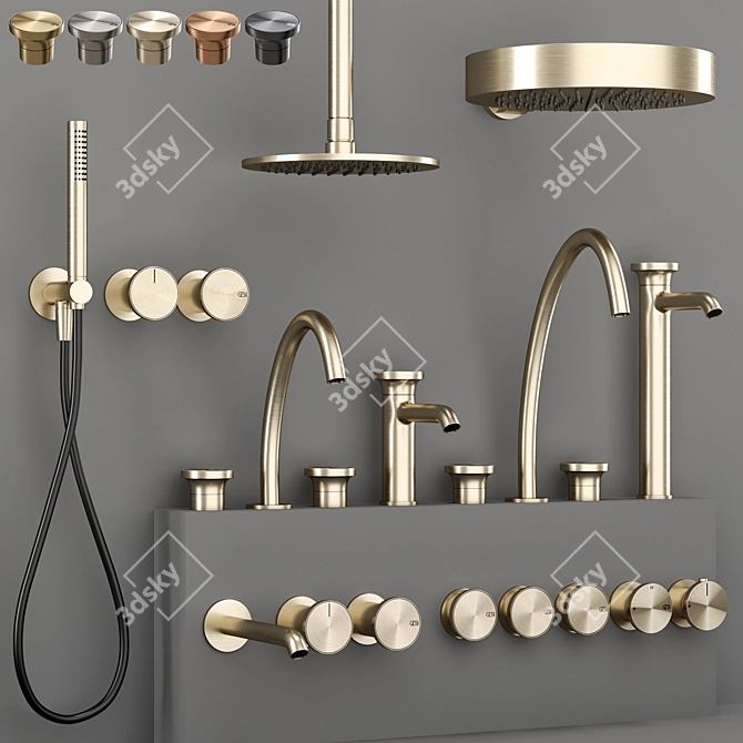 Gessi ORIGINI Bathroom Faucet Set 3D model image 4