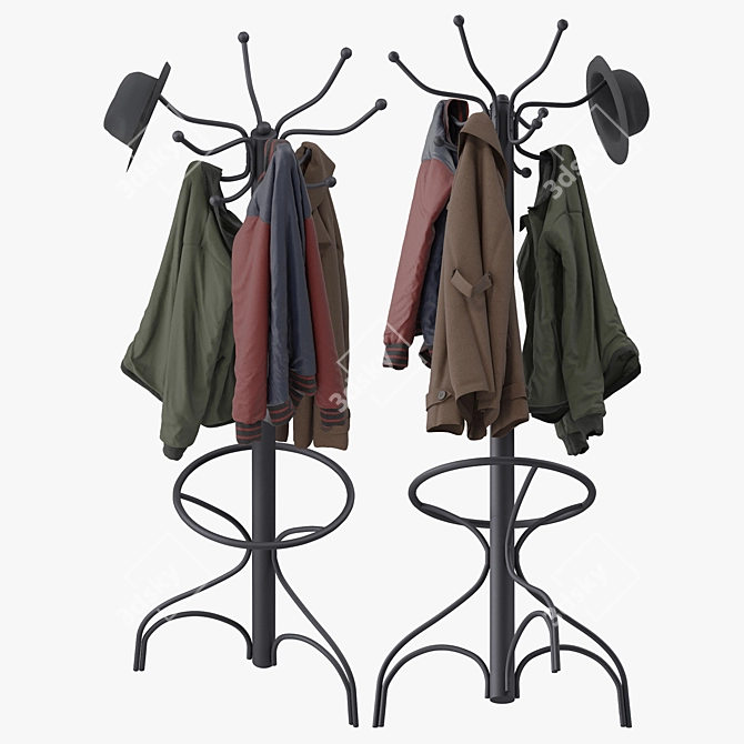 Modern Metal Coat Rack Stand 3D model image 2