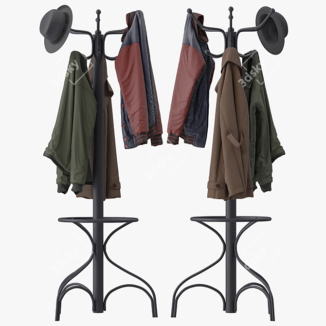 Modern Metal Coat Rack Stand 3D model image 3