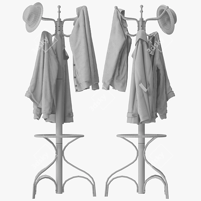 Modern Metal Coat Rack Stand 3D model image 5