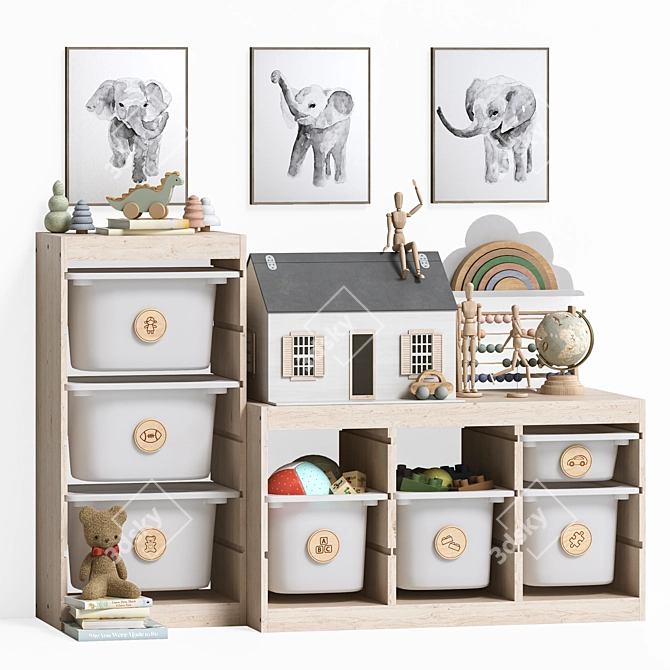 Kids Furniture & Decor Set 3D model image 1